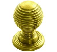 Loops Textured Reeded Ball Cupboard Door Knob 28mm Dia Polished Brass Handle
