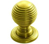 Loops Textured Reeded Ball Cupboard Door Knob 28mm Dia Polished Brass Handle in Metallics Loops Metallics