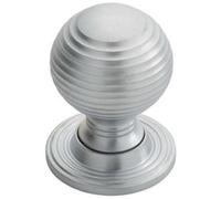Loops Textured Reeded Ball Cupboard Door Knob 28mm Dia Satin Chrome Handle