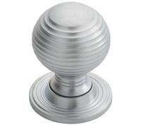 Loops Textured Reeded Ball Cupboard Door Knob 28mm Dia Satin Chrome Handle Loops Multicolor