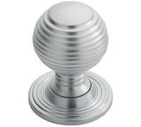 Loops Textured Reeded Ball Cupboard Door Knob 35mm Dia Satin Chrome Handle