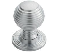 Loops Textured Reeded Ball Cupboard Door Knob 35mm Dia Satin Chrome Handle Loops Multicolor