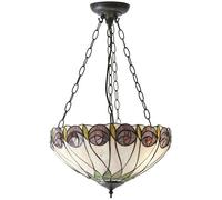 Loops Tiffany Glass 3 Light Pendant - Mackintosh Style Rose - Dark Bronze Finish in Clear Loops Clear