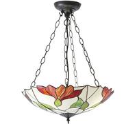 Loops Tiffany Glass 3 Light Pendant - Modern Floral Design - Dark Bronze Finish in Clear Loops Clear
