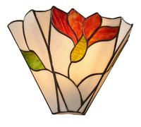 Loops Tiffany Glass Floral Design Wall Light - Dark Bronze Effect - Dimmable LED Lamp