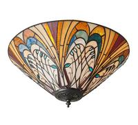 Loops Tiffany Glass Flush Ceiling Light - French Style Design - Dimmable LED Lamp in Clear Loops Clear