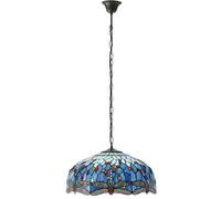 Tiffany Glass Hanging Ceiling Pendant Light Blue Dragonfly 3 Lamp Shade i00110