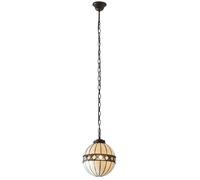 Tiffany Glass Hanging Ceiling Pendant Light Bronze & Natural Globe Shade i00117