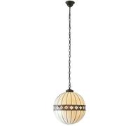 Loops Tiffany Glass Hanging Ceiling Pendant Light Bronze & Natural Globe Shade i00118