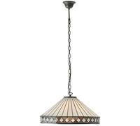 Tiffany Glass Hanging Ceiling Pendant Light Bronze & Natural Simple Shade i00116