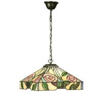 Loops Tiffany Glass Hanging Ceiling Pendant Light Bronze & Square Rose Shade i00156