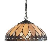 Tiffany Glass Hanging Ceiling Pendant Light Dark Bronze 400mm Lamp Shade i00085