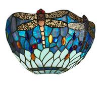 Loops Tiffany Glass LED Wall Light - Dragonfly Design - Matt Black Finish - Dimmable Loops Black