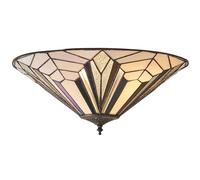 Loops Tiffany Glass Semi-Flush Ceiling Light - Art Deco Round Inverted Shade - i00033 in Clear Loops Clear
