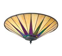 Tiffany Glass Semi Flush Ceiling Light Large Round Cream Inverted Shade i00041