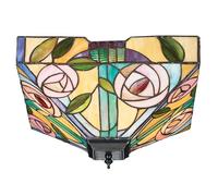Loops Tiffany Glass Semi Flush Ceiling Light Pink Rose Inverted Square Shade i00063 in Clear Loops Clear