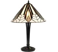 Loops Tiffany Glass Table Lamp Light Black Iridised & Art Deco Textured Shade i00170 Loops Black