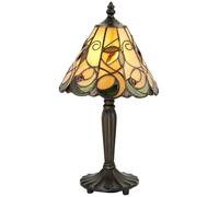 Loops Tiffany Glass Table Lamp Light Dark Bronze & Amber Bead Art Nouveau Shade i00209 in Clear Loops Clear