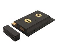 Loops Traditional Contract Rim Deadlock 155 X 107mm Black Japanned Door Latch