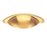 Loops Traditional Cup Pull Handle 104 x 26mm 64mm Fixing Centres Satin Brass in Metallics Loops Metallics