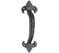 Loops Traditional Forged Iron Pull Handle 180 x 52mm Black Antique Door Handle Loops Black