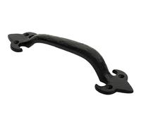 Loops Traditional Forged Iron Pull Handle 230 x 56mm Black Antique Door Handle Loops Black
