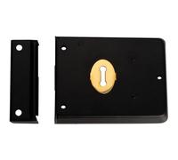 Loops Traditional Rim Deadlock 105 X 81mm Black Japanned Door Lock - Outdoor Gate