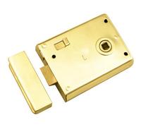 Loops Traditional Rim Deadlock & Snib 105 X 81mm Polished Brass Door Lock Outdoor Gate