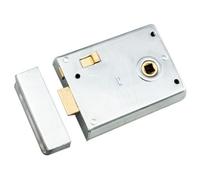 Loops Traditional Rim Deadlock & Snib 105 X 81mm Satin Chrome Door Lock Outdoor Gate