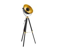Loops Tripod Floor Lamp Light Black Wood & Gold Dome Shade 1 x 60W E27 Bulb Loops Black