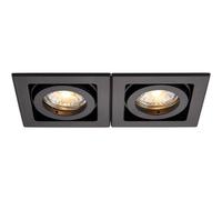 Loops Twin Adjustable Recessed Boxed Downlight - 2 x 50W GU10 Reflector - Matt Black Loops Black