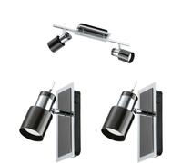 Loops Twin Ceiling Spot Light & 2x Matching Wall Lights Black Nickel Chrome Shade Head in Metallics Loops Metallics