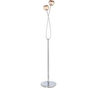 Loops Twin Light Floor Lamp Chrome & Glass Free Standing Modern Lounge Base Holder in Clear Loops Clear