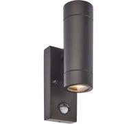 Loops Twin Up & Down IP44 Wall Light with PIR Sensor - 2 x 7W GU10 LED - Matt Black Loops Black
