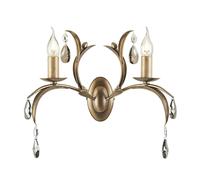 Loops Twin Wall Light Lily Leaves Smoked Cut Glass Deoplets Bronze Patina LED E14 60W in Clear Loops Clear