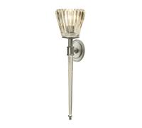 Loops Twin Wall Light Sconce IP44 Ribbed Glass Integral LED Brushed Nickel G9 3.5W in Metallics Loops Metallics