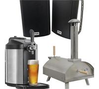 Loops Ultimate Outdoor Party Set With Wood Fired Pizza Oven, Beverage Dispenser, And Bluetooth Speakers