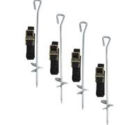 Loops Universal Heavy Duty Trampoline Ground Anchor Set - 4 Piece Tie Down Kit For All Sizes