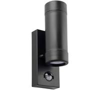 Loops Up & Down IP44 Outdoor Wall Light with PIR Sensor - 2 x 7W LED GU10 - Matt Black Loops Black