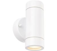 Loops Up & Down Twin Outdoor IP44 Wall Light - 2 x 7W GU10 LED - Gloss White & Glass Loops White