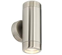 Loops Up & Down Twin Outdoor Wall Light - 2 x 7W GU10 LED Marine Grade Stainless Steel in Metallics Loops Metallics