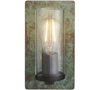 Loops Verdigris Bronze Dimmable Wall Light - Clear Round Glass Shade - 10W Led E27