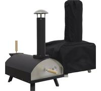 Loops Versatile 14" Portable Wood-Fired Pizza Oven With Smoker And Weatherproof Cover For Outdoor Cooking