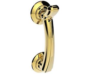 Loops Victorian Bow Door Knocker on Rose - 95mm Fixing Centres - Polished Brass | External Door Knocker - Front Door Furniture - Ornate Porch Heavy Knocker