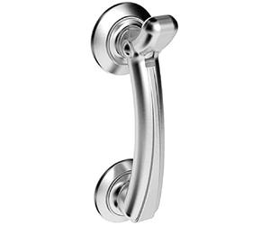 Loops Victorian Bow Door Knocker on Rose - 95mm Fixing Centres - Satin Chrome | External Door Knocker - Front Door Furniture - Ornate Porch Heavy Knocker