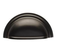Loops Victorian Cup Handle - Matt Black 76mm Centres Solid Brass Shaker Drawer Pull