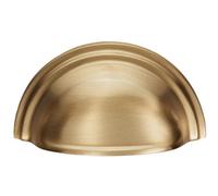 Loops Victorian Cup Handle - Satin Brass 76mm Centres Solid Brass Shaker Drawer Pull