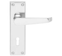 Loops Victorian Flat Lever on Lock Backplate Handle 150 x 42mm Polished Chrome Loops Multicolor