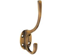 Loops Victorian Hat & Coat Hook on Oval Backplate 64mm Projection Antique Brass in Metallics Loops Metallics