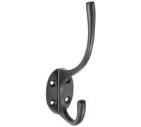 Loops Victorian Hat & Coat Hook on Oval Backplate 64mm Projection Matt Black Loops Black